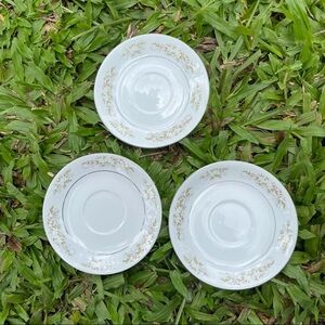 Vintage 326 Springtime Fine China Set Of 3 Saucers International Silver Japan